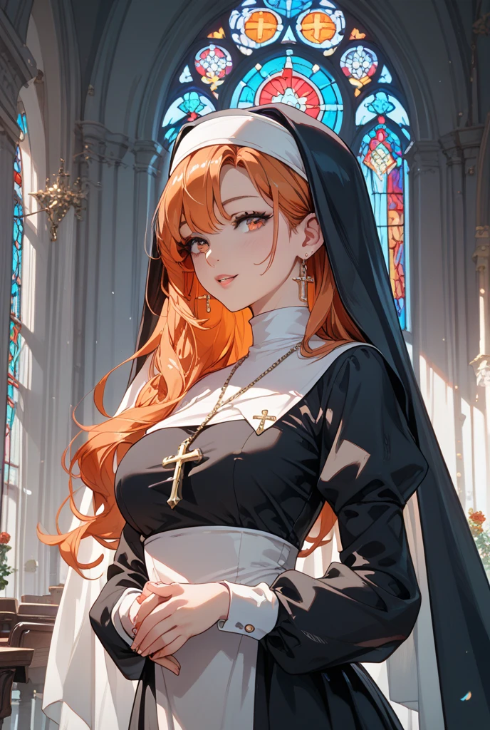 Virgin Saint Mary, club in hand, white tunic, look down, High definition image