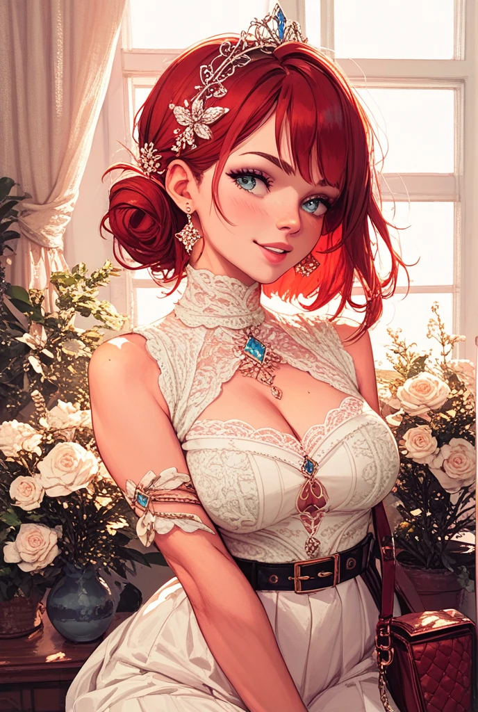 (1 woman:1.5,solo:1.5),
30 years old,
(very young woman:1.2),
(fit body:1.3),
(slender waist),
(slender leg),
perfect fingers,
good hands,
blurry background,
depth of field,
beautifully shaped nose,
ideal ratio body proportions,
model,

break,
(pastel tones:1.3, watercolor:1.4),
(white background:1.3),
(Bougainvillea zentangle:1.3),
(patchwork layout Bougainvillea flower pattern background:1.4),

break,
(vector outline:1.3),

break,
(head tilt),looking at another,

break,
(choker:1.4)
(see-through:1.3),

break,
(red, white color palette:1.4),
(leather:1.4),(simple tight mini dress:1.3),

break,
(yawning:1.1),

break,
(chestnut mouth:0.9),

break,
(beautiful ivory blue eyes:1.5),
beautiful eyes,
eyelashes:0.7,

break,
extremely detailed hair,
(crimson hair with light red tips hair:1.4),
(short hair:1.3),
(straight hair:1.3),
shiny hair,
(pixie cut),
(blunt bangs),

break,
(MEDIUM HUGE BREAST:1.1),
(GIGANTIC HUGE HIP:0.6),
saggy breasts:1.2,
pendulous breasts,
realistic breast physics,
(hanging breasts),

break,
cowboy shot,

break,
(lying on the floor),

break,
(arms behind head:1.4),(combing my hair:1.3),(voluptuous pose:0.7),(fullbody:1.1),

break,
(pale skin:1.1),
(gleaming skin:1.3),
(sweat:1.1),
weat:1.3,
oily skin,
affection,
blush:0.8,
smile,

break,
(masterpiece),
(best quality),
(very high resolution),
(professional anime),
beautiful lighting,
super fine illustration,
insanely detailed,
beautiful detailed,
beautiful detailed face & eyes,
beautiful detailed body,
beautiful detailed skin,
8K,
beautiful girl,
pretty girl,
(depth of field:1.3),
