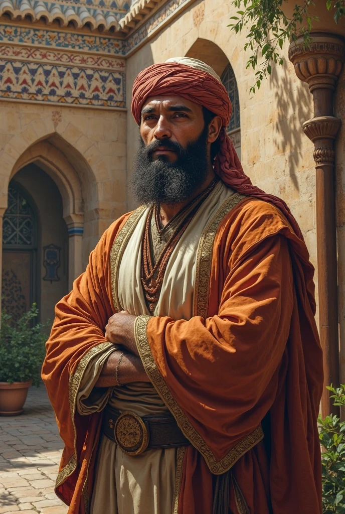 Generate an image of omni man wearing a turban