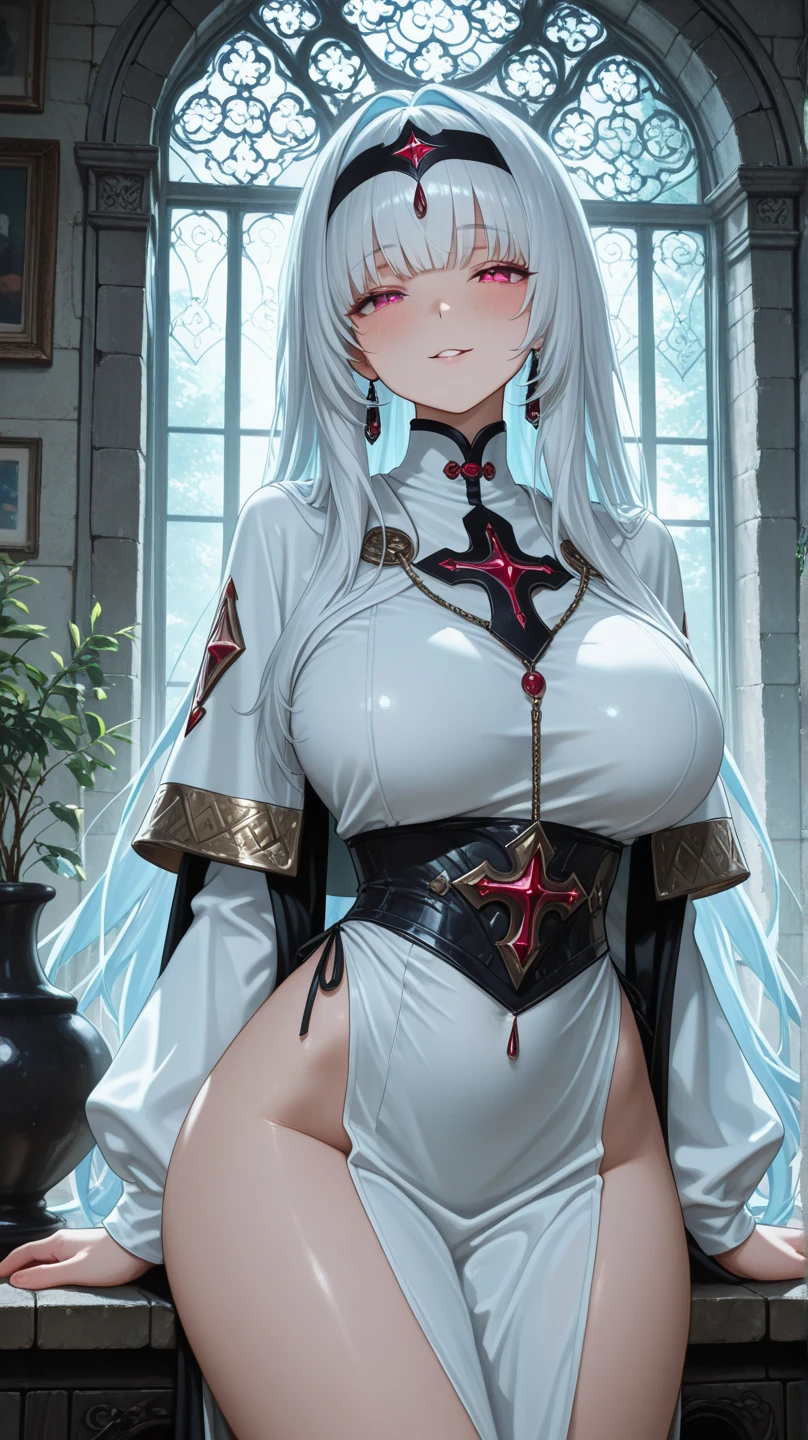 8k、豪華なWhite shirt,Red and silver jacketを身に着けた妖艶なサキュバス.,so beautiful(Like the real thing)、gorgeous red and black pants,Women of Araphedo、Beautiful wavy silver hair、Big and ample breasts、5d cgi anime Fantasy artwork、Fan Art Mayo Art Station、デジタルFantasy art)、Big blow Loss Draw、壮大なFantasy artスタイル、Beautiful Succubus、charm、Beautiful fangs、Looking at the audience、Captivating Gaze、Laughter、masterpiece,masterpiece,Photorealistic RAW photos of the highest quality。Bright colors,Rich colors, Backlight, Cinema Lighting, Film Grain, to be born, 50mm lens, Nikon D850,Realistic Skin,Fantasy art,Character Art,Ultra-high resolution,Realistic scale skins,Goddess of Evil,Horns of the Evil God,A muscular and slender macho man,My abdominal muscles are severely torn,Golden Eyes(Golden Glitter Effect),My abdominal muscles are severely torn(超Realistic Skin),smile,White shirt,Red and silver jacket,Sandy Beach,