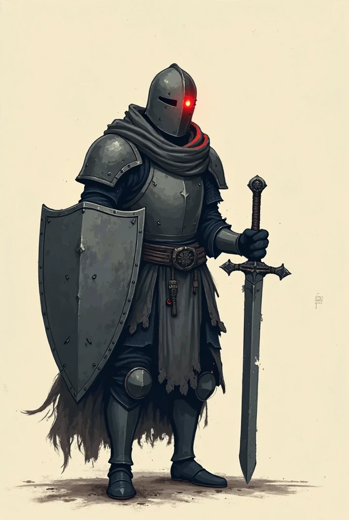 <lora:arielp:1.0>, 

(arielpstyle:1.0), dark, horror, creepy, creepy-looking, painting, lovecraftian, grease, painting \(medium\), brush stroke, 

man in armor holding a sword and a shield with a chain on it's neck and a red scarf on his head, white background, simple background, solo, weapon, 1boy, armor, full body