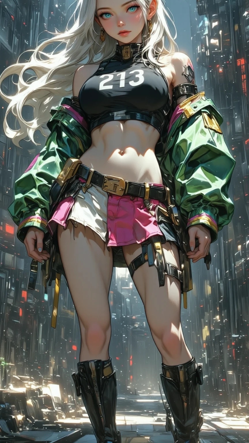 photorealistic, high resolution, soft light,1women, solo, hips up, (detailed face), jewelry, harley quinn costume, jewelry, tattoo