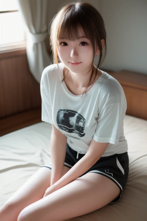 (1 person、alone), Beautiful woman, Detailed face, (High-definition and beautiful eyes)、(Anatomically perfect body), thin、White nurse uniform、(Japanese style nurse uniform), Knee-length dresses、nurse、(Lying in bed:1.3), (Please stretch your legs and rest.., Bend your knees)、足がthin、18-year-old、(Highest quality)、Black Hair, (8K, High resolution)、(shy:1.4)、Center of chest, (vapor:1.1), (Embarrassing:1.3), Showing nipples under a shirt, (Wide Shot)