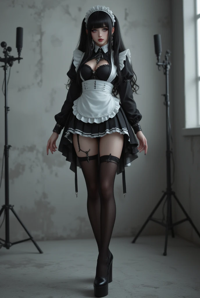 Alone with black hair, petite figure, girl with smooth white skin，nedium breasts，cleavage，pornography，Superskirt，adolable，Impeccable，animemanga girl,Lori huge breasts cleavage