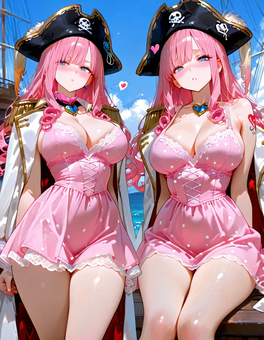 Anime characters sitting on a boat overlooking the water, on a boat, characters from Azur Lane, Azur Lane style, from the video game Azur Lane, Twintails, Ayami Kojima and Lyde Caldwell, Nixeu and Sakimichan, on the deck of a ship, Wlop and Sakimichan, beautiful, 4k image, high resolution