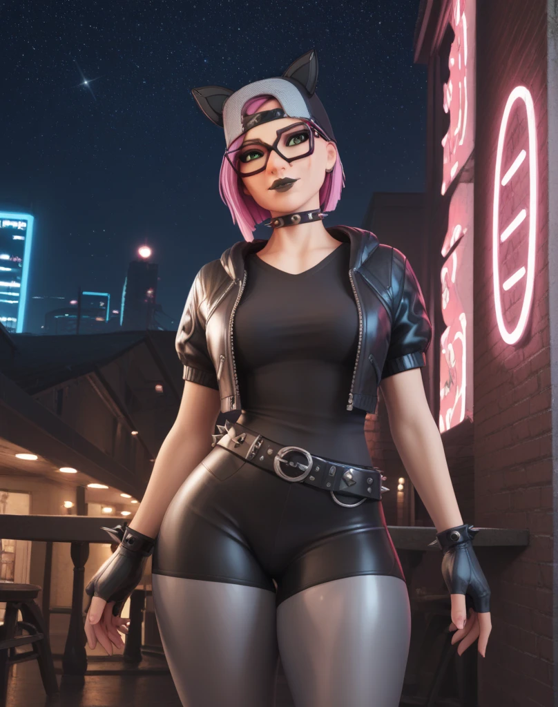 Fortnite, 3D-Frau, beautiful, 8K, Rosa Haare, Beautiful Breasts, attraktiv, Schenkel, Liegend, ansicht von vorne, 3d anime