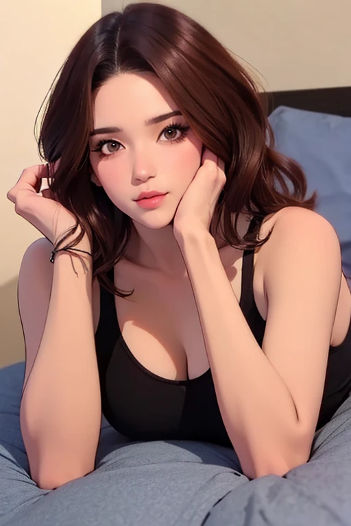 High quality fingers，Normal hands，detailed finger，Small waist，dark red colored hair，eBlue eyes，beauitful face，perfect litthing，beatiful detailed eyes，looking at viewert，stunningly beautiful woman，detailed hairstyles，detailed back ground，Shorts Best quality, 超高分辨率, Depth of field, color difference, Caustics, Broad lighting, naturalshadow, Kpop idol) tmasterpiece，Best quality，Portrait of 1girl，((best qualtiy)), ((tmasterpiece)), (the detail:1.4), 3D, hdr（HighDynamicRange）,Ray traching,NVIDIA RTX,Hyper-Resolution,Subsurface scattering、PBR Texture、post-proces、Anisotropy Filtering、depth of fields、maximum definition and sharpness、Many-Layer Textures、Albedo e mapas Speculares、Surface coloring、perfectly proportions、rendering by octane、Two-colored light、largeaperture、Low ISO、White balance、the rule of thirds、8K raw data、Purple transparent bra