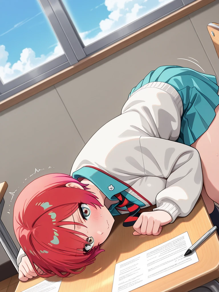 score_9, score_8_up, score_7_up, source_アニメ, masterpiece, rating_safe, 1girl, 独奏, (hinata), one side up, blue dress, white sailor collar, white long sleeves, red bow, blush, indoors, looking at viewer, full body leaning forward, skirt open、cute、blush、Watery eye、Sex、Creampie、vaginal penis, missionary, saliva trail, (orgasm), Drooling pulls a thread、(Semen overflowing)、Cum String、(A lot of semen)、Anime H、Anime Images, (Violent Rape)、Trembling、1boy, intercourse with a man, Insert the big penis、((uterus at viewer penis inserted into pussy from cross section looking through))