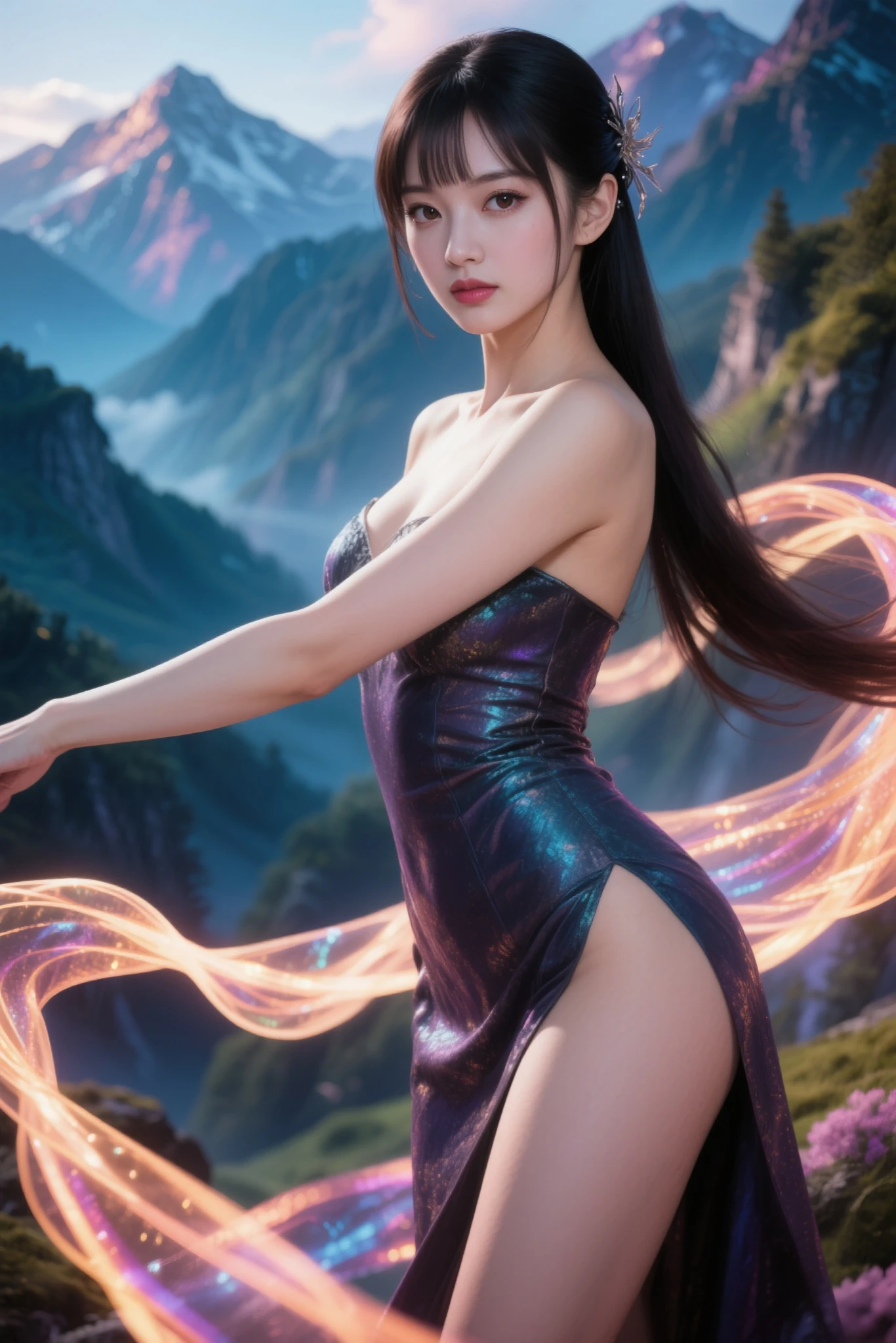 best quality,masterpiece,illustration,an extremely deciple and beautiful,extremely detailed,CG,unity,8k wallpaper,Amazing,finely detail,master,best quality,official art, extremely detailed CG unity 8k wallpaper,huge file size, super detailed, high resolution, very detailed, pretty detailed girl, very detailed eyes and face, beautiful detailed eyes,,(transparent cheongsam: 1.1), 1girl, full body, full body photo, huge breasts, sexy pose, revealing clothes. Transparent clothes, buttocks, back photos