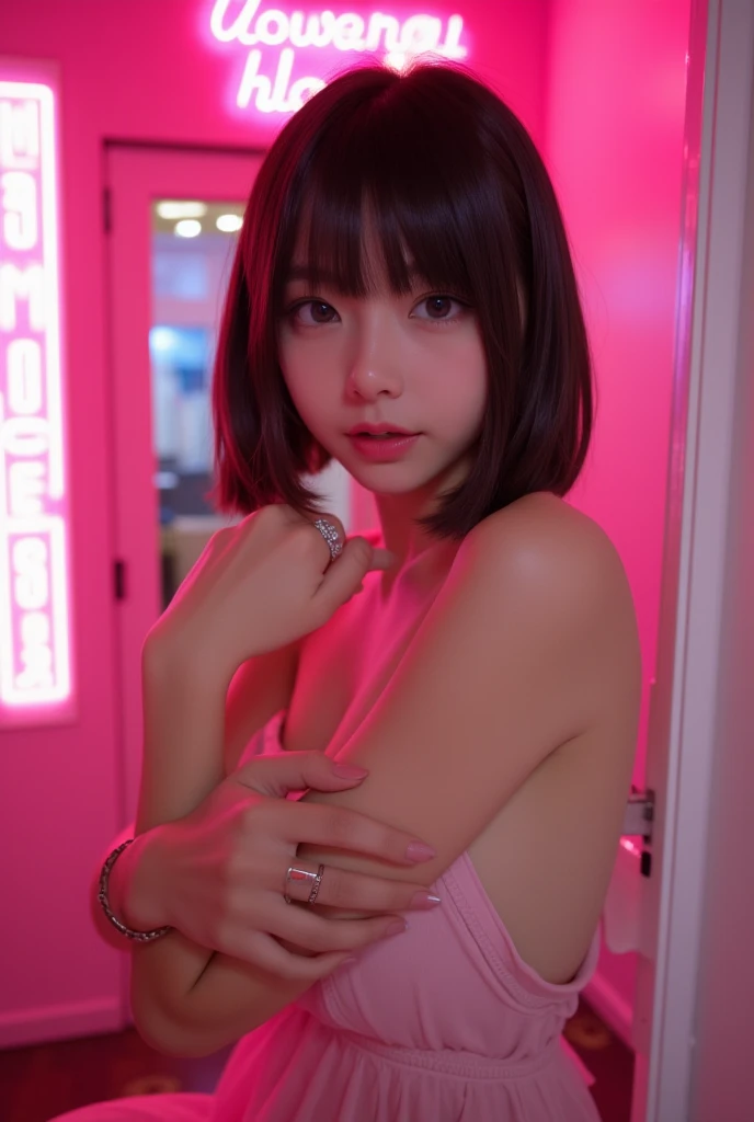 (One girl is completely naked and exposing her nipples and genitals)、(She is squatting naked with her legs spread wide to show off her private parts.)、Front low angle:1.5、Pussy、(Focus on the hip joint)、(Pussyを鮮明に)、((Masterpiece、Highest quality、Highest quality)), (Super detailed), (8K ),Raw color photography, Professional photography, Great face and eyes, Skinny、Model Style、Outdoor、Natural light:1.4、(Pussyに光が当たる)、Pink Hair、(Small breasts:1.3)、Earrings、Raise your hands up to show your armpits、Thin thighs、Tiny and slim waist、Happy smile、Spread your legs wider:1.9、A soaked body、