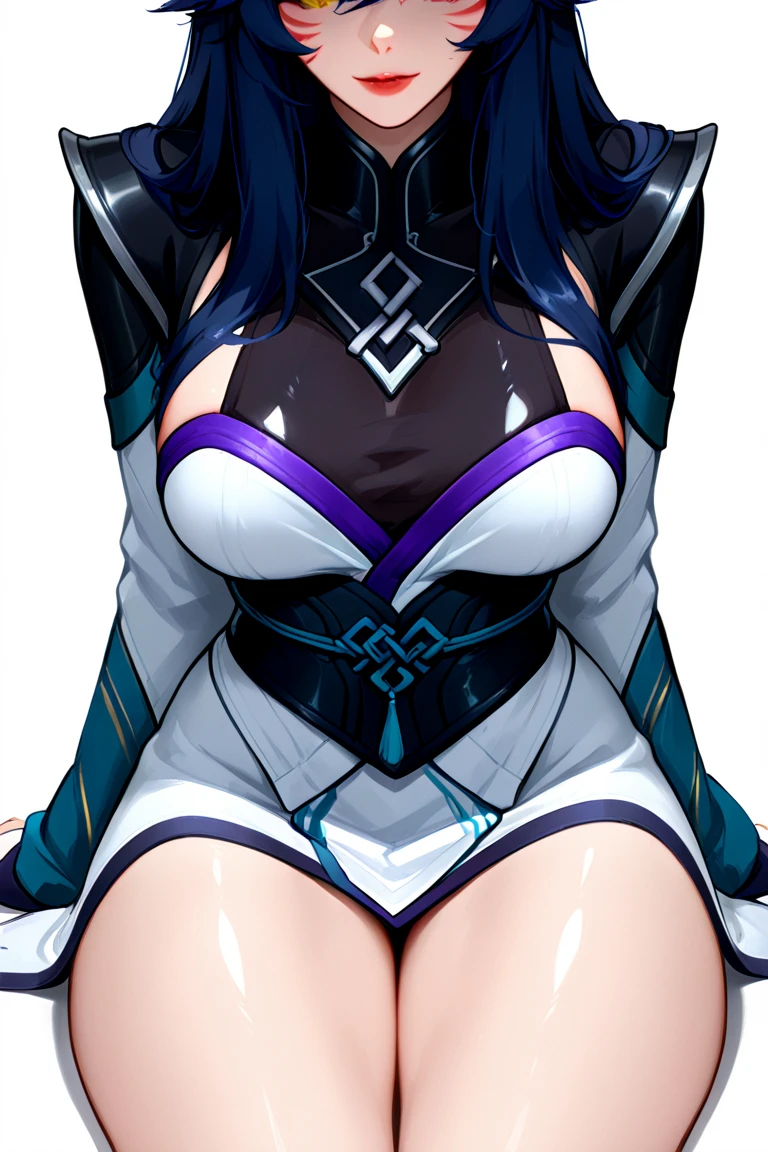 Close-up of a woman wearing a corset and stockings, v from devil may cry as an elf, thick smooth warframe thighs, 2b, 2 b, like lady mechanika, Commission for high resolution, Widowmaker, from girls frontline, Anime Barbie in white stockings, bayonetta, shiny white skin, nffsw, highly detailed full body