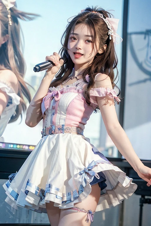 8K, highest quality, High resolution, lively,((exact number of fingers:1.5))、((Euphoric look))、((orgasm:1.0))、((smile:1.15))、((Especially the crotch is sweating and dripping.:1.3))、((translucent:1.5、肌に張り付いて身体のシルエットが判る襟付きのセーラー服's字型のようなボディsーツ:1.5))、white and navy blue、ribbon、sailor hat、double frill garter、super cute girl、10th generation、Part of an idol group、(((At concerts「ザ☆ピ〜s!」dancing)))、spread your legs wide apart, pull your hips back, arch your upper body, and place your left hand on your waist.、Right hand salutes with two fingers、hair is moving、sポットライト、professional lighting、Cinematic light、three-dimensional、
 (RAW photo、highest quality)、(realistic、Photoreal:1.3)、highest quality、masterpiece、very delicate and beautiful、A hvery detailed、nffsw、sense of oneness、2k wallpaper、growing up、Beautiful in every detail、masterpiece、light smile、highest quality、Hvery detailed ticker Unity 8K wallpapers、huge file size、super detailed、High resolution、very detailed、((exact number of fingers:1.5))、((Euphoric look))、((エクsタシー:1.6))、((smile:1.15))、((sweating:1.4))、((Translucent:1.55))、((肌に吸い付く襟付きで体のシルエットを美しく見せるライトピンクパープル色のセーラー服型ボディsーツ:1.5))、(violet and pink)、ribbon、sailor Hut、double ruffle garter、super cute girl、10th generation目、Part of an idol group、(((At concerts「ザ☆ピ〜s!」dancing)))、spread your legs, Pull your hips back, Arch the upper body, and place your left hand on your hip.、Right hand salutes with two fingers、Hair is moving、((orgasm:1.6))、sポットライト、professional lighting、cinematic light、Three-dimensional、viewer&#39;perspective、