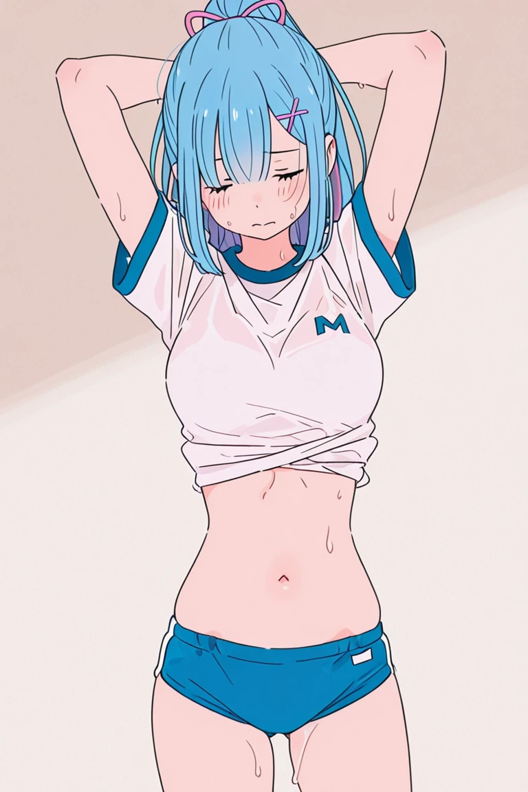 Girl with short green hair, The chest is medium, Green Eyes, 、(tits),Full body photo from head to toe,、cloth、(Clear Face)(Best Quality, High resolution, Super detailed),, (Vivid and colorful, The chest is clearly in focus),(Soft Breasts:1.2)、belly button、Sweatは白い色、Exposed chest,Full body photo from head to toe,、体中に白いSweat,Sweatだく、M-shaped legs,Yoga poses、stretch、Training wear、Spread your legs and stretch your legs、New Gymnastics、Hot Yoga、Steam-filled room、burn、Heavy breathing、Harsh posture、((Overbreathing))、Open your mouth、((Sweat))