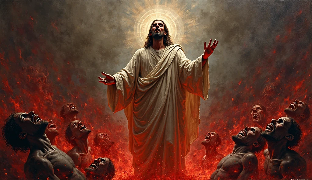 Jesus Christ in hell among demons