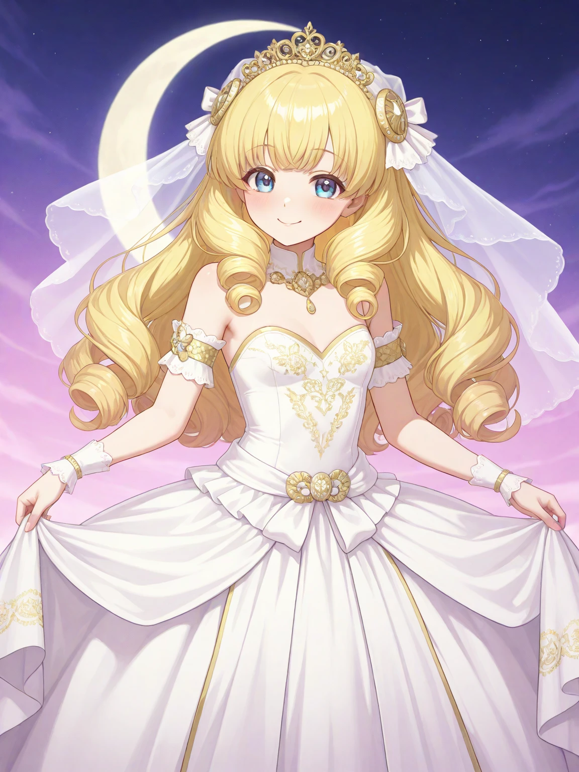 1girl, solo, adult mature woman, age 30, high quality, best quality, highres, high detail, god rays,afterglow, <lora:Char_ch-Ristarte:0.85>, ((angry)),long hair, blonde hair, purple eyes, hair bow, blue bow, rista_ristarte,blushing bride in ((exotic rich sumptuous wedding ballgown)), veil, tiara, delicate lace, ivory and white theme, stained class cathedral, rim lighting,lighting contrast, rose petal, godrays, romantic, bouquet, vaulted ceiling backdrop, detailed, 8k resolution,