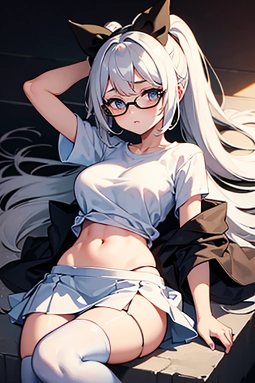 masterpiece, best quality,anime style, 1 girl,(((slender body))), (((small breast))),(((gym uniform,glasses))),(((3 monkey grabbing the gir))),((((cum)))), (beautiful face), (((long hair))), (((straight hair))), ((((silver hair)))),detailed beautiful skin, (perfect hands, perfect anatomy)