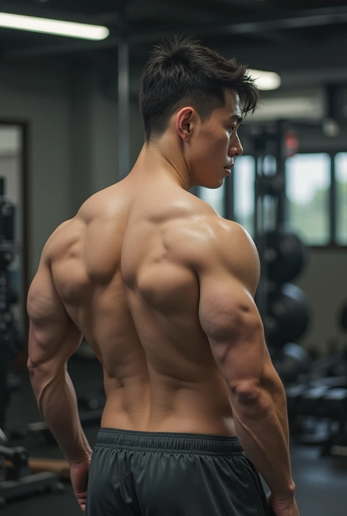 Masterpiece, Best Quality, Solo, Korean Men, bodybuilder, Muscular body, big muscle, Natural eyes, Short and delicate hair, Sexy Man, looking up at viewer, mens underwear, Erection, legs open, Muscular posture