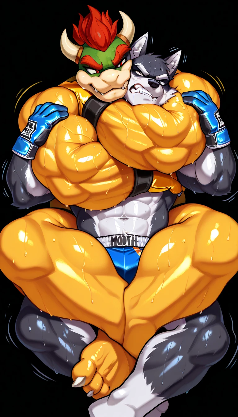 Wargreymon, muscle, big penis, sweat, raised arm, spread legs, erection, hyperscat, scat, feces, cum,