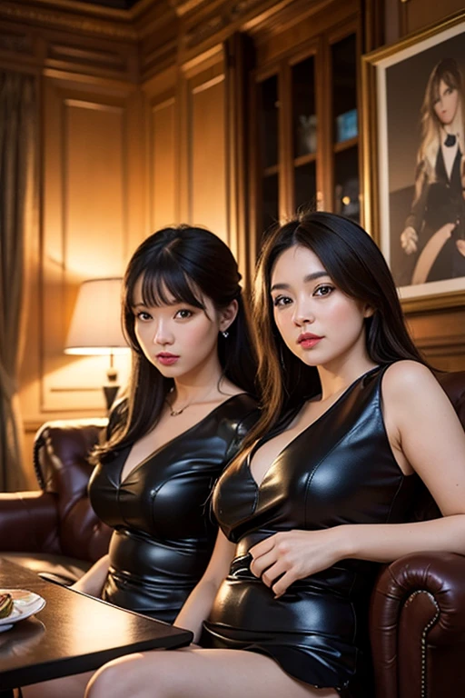 Create a profile picture for a group called eseullyn of 3 members in sexy clothes posing for an album cover photo