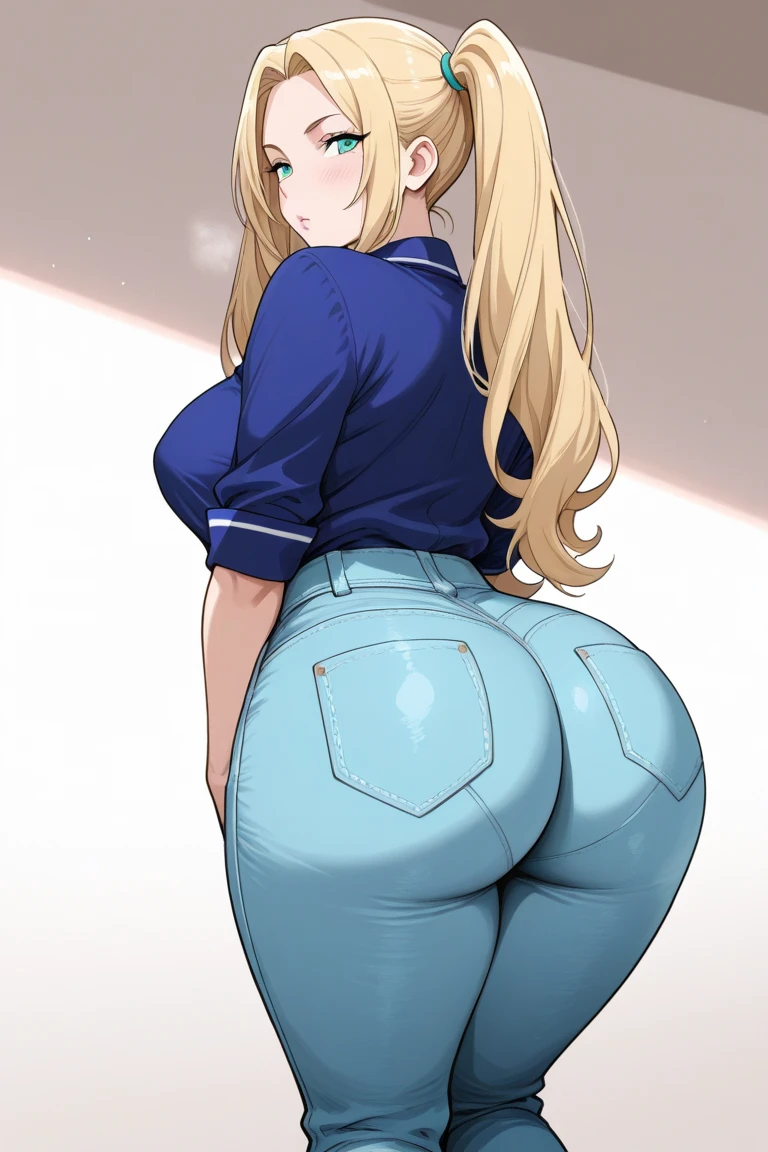 Anime girl showing off big ass, Chic, Bending over, cutesexyrobutts, thick thigths, beautiful anime girl squatting, (SFW) safe for work, realistic shaded perfect body, tight denim jeans, lit from behind, Insanely inflated hips, pawg, small curvy , oppai, Ecchi anime style, Thick, Voluptuous body, curvy body, Tifa Lockhart, Naughty anime style, plus size model, Scruffy body,Erotic cartoon style body, Married woman's big ass,Eros of a married woman, Married woman style, Married woman atmosphere