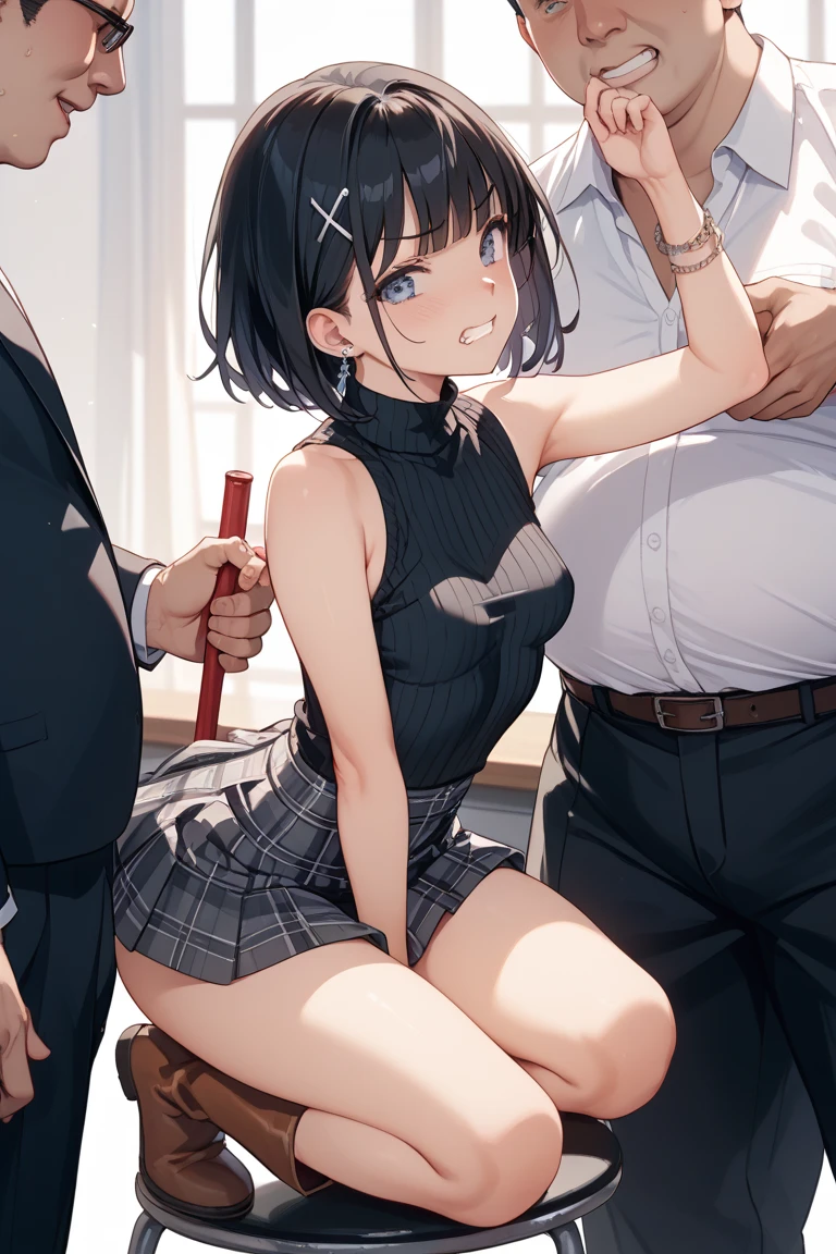 Best Quality、Mastepiece、(Highly detailed face)、Long black hair、Huge breasts,((1 slender girl:1.6)),(A slim, handsome boy wearing a shirt:1.5),(doggystyle:1.3),((((One boy and one girl having sex:1.5))))、(Spread your legs:1.4),A big bust that seems to burst,(blush:1.2),((Painful face:1.4)),(Sweating:1.3),(Nervous:1.3),((Intense sex in the classroom:1.5)),(Heart symbol:1.2)