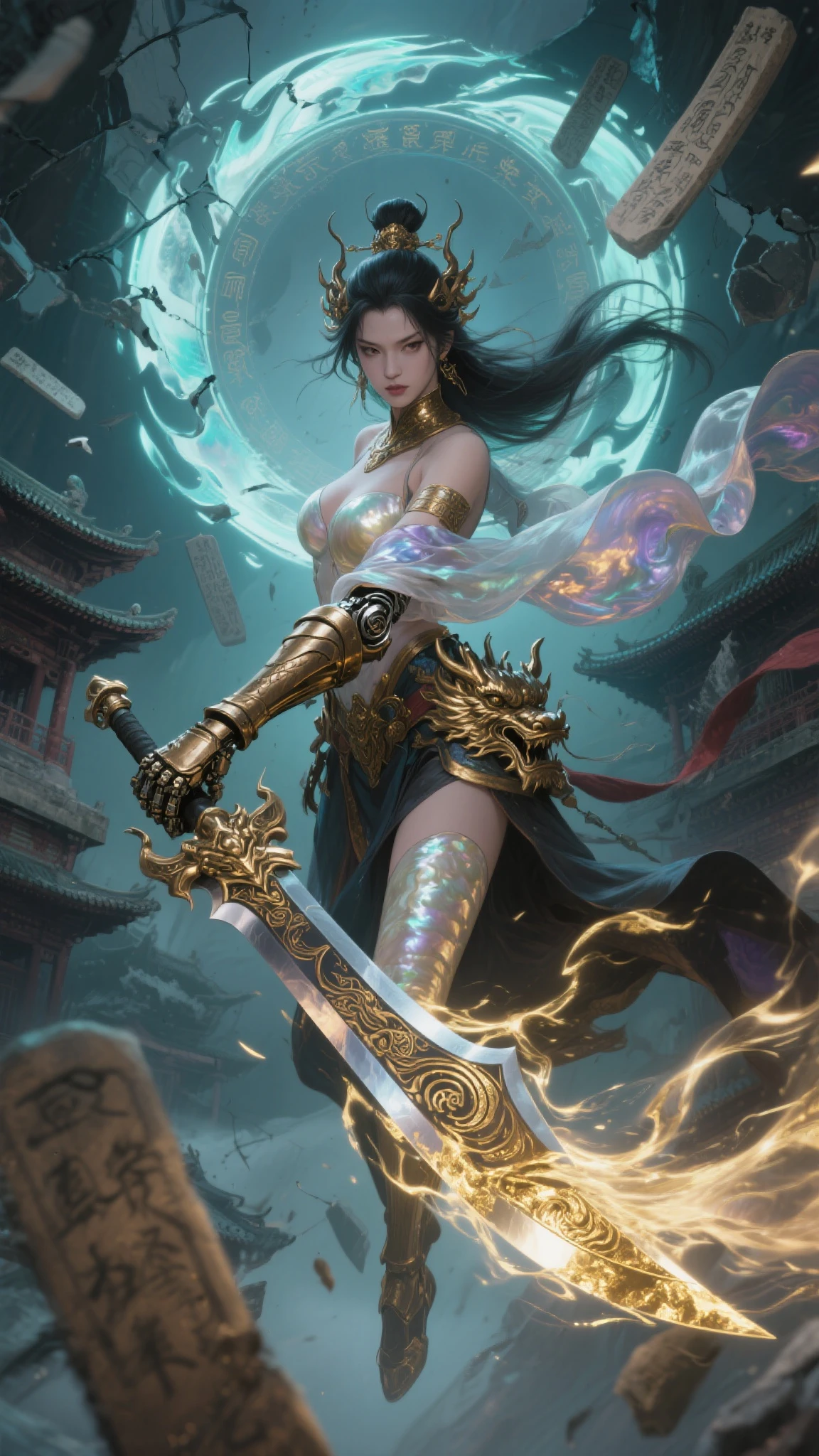 Handsome girl, 25 years old, Asian, master work, best picture quality, higher quality, high detail, super high resolution, (realistic: 1.4) 8k resolution, delicate facial features, girls, sexy body, tattoos, glowing eyes, short hair, gray hair, hair details, (full body: 0.6), detailed background , [[Look away, look to the side, emphasize femininity and pay attention to every detail , Open Hanfu transparent tulle jacket, unbuttoned jacket, naked chest, naked abs, soft medium breasts, Fa gong, Chinese kung fu, fingerless gloves, Wristbands, dragon themed costumes, monk robes, dynamic composition, wood, wood background, very much wood, wood around the body, dead wood, lots of branches background, Chinese wood carving, wood carving modeling crafts, holding wood carving magic vessels, night