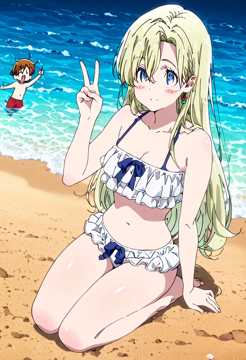 sleeve cape, boys and girls, manga style, beachfront, bikinis, having fun at sea, hentai, Nude, NSFW, Sex, porn
