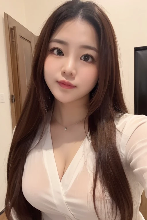 Korean Idol、Large Breasts、Accentuate the cleavage、Background is the office