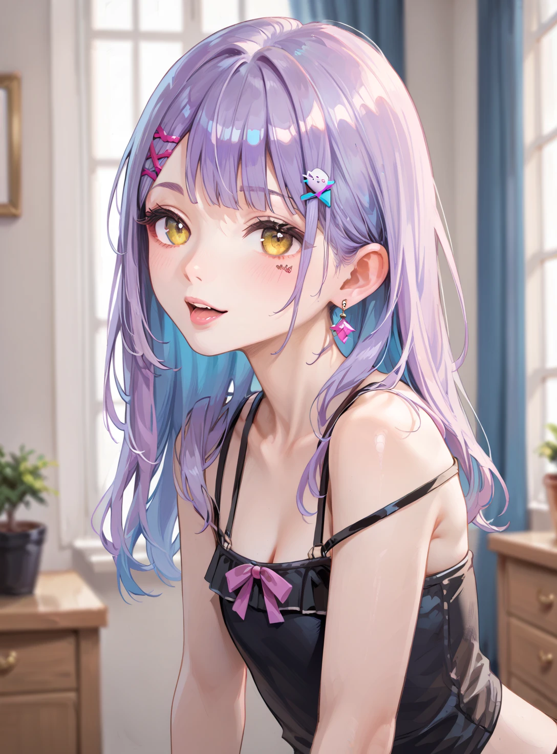 uma mulher com cabelos coloridos e piercings usando um top verde, rossdraw desenho animado vibrante, RossDraw pastel vibrante, Arte de anime cyberpunk, Estilo de arte cyberpunk, arte de anime cyberpunk, anime vibes, cor estilo cyberpunk, decora inspired illustrations, Digital Cyberpunk - Arte de Anime, 8 0 s vibe anime, garota anime cyberpunk, arte digital do anime cyberpunk, arte estilo anime