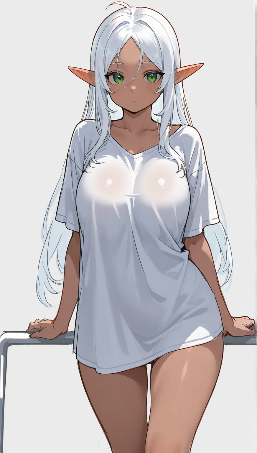 best quality, amazing quality, very aesthetic, absurdres, (1girl, noa, blue archive, solo, purpel eyes, white hair, big breasts), (realistic face:0.9),(unzipped pants, loose pants, exposed crotch, bandaid crotch, topless, bandaid breasts), (grin, blush, thigh:1.3), (cowboy shot), (glowing eyes), (half closed eyes:0.9), (saliva trail), (official art:1.3), (pool), expressive eyes, perfect face, 4k, extremely detailed anime illustration, extremely detailed eyes, perfect anatomy, light rays, extremely delicate body, smooth skin, (simple background:1.5), clear eyes, beautiful face, (anime style:1.7), (Warm Light:1.5), (highres:2),