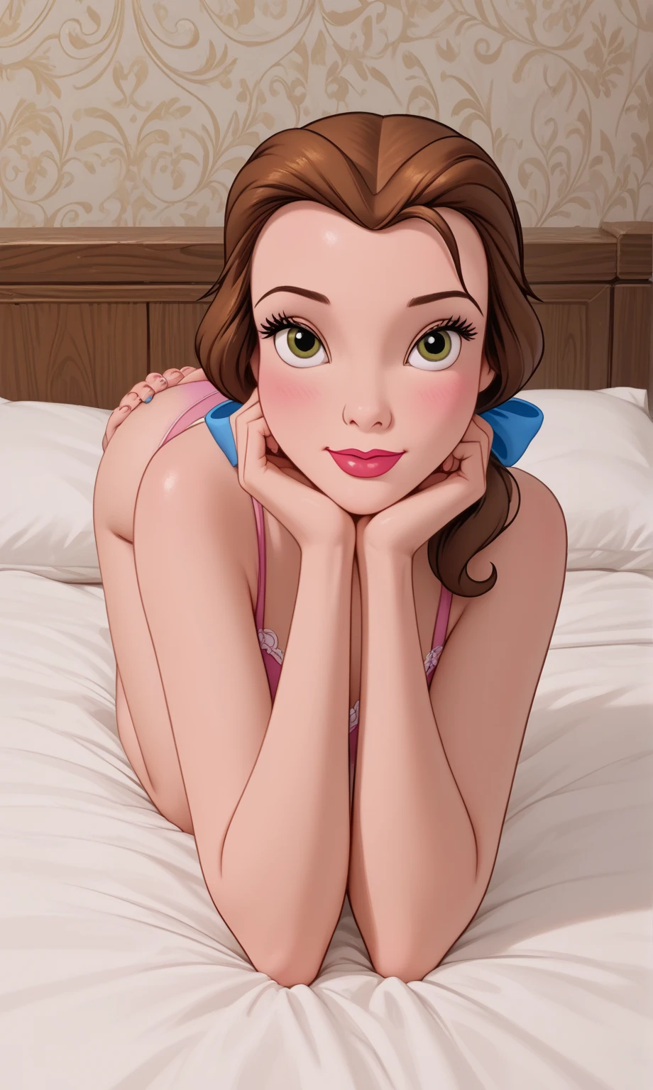 best quality,masterpiece,1girl,solo,(((NSFW))),(((9years old))),japanese girl,an extremely cute and beautiful girl,highly detailed beautiful face and eyes,petit,cute face,lovely face,baby face,shy smile,show teeth, brown hair,long hair,Hairless pussy,flat chest,skinny,slender,(((wearing Belle costume))),(((lying in a Disney French Village)),she is looking at the viewer,she is touching her pussy,(no panties:1.1),(legs spread wide:1.1),(no bra:1.1)