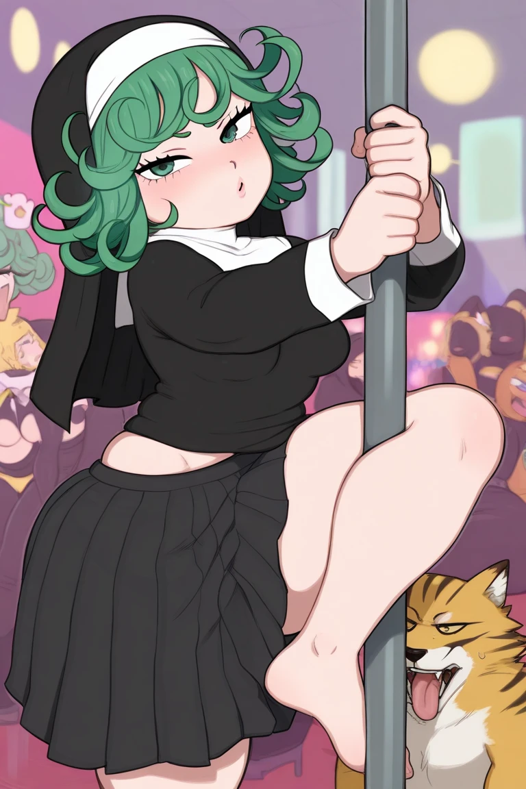 score_9, score_8_up, score_7_up, source_anime, looking back at viewer, 1girl, solo, Pokémon, hex maniac, sheer black dress, Pokémon hex maniac,, exposed breasts, nipples, exposed ass, squatting , from behind,spreading ass,, slutty, high heels, stripclub setting, neon lights, ,, pussy, bare legs, crowd in background