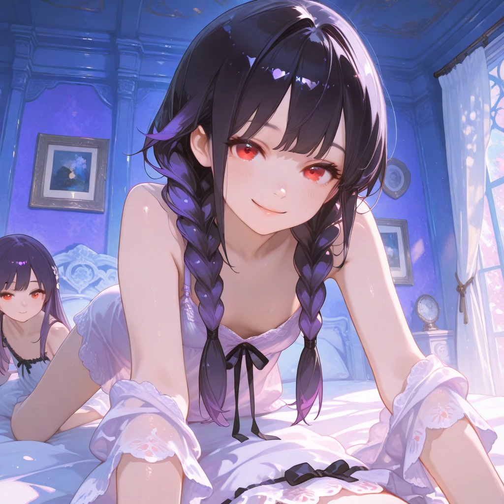 Cleric,black hair ,closed eyes ,pointy ears , solo, brown skin:12, small breasts,  full body,  sleeping, ZzzzZZzz bubble, laying down,
CleDre,cleavage,cuffs,shackles,bare shoulders,side slit,blue strapless dress, earrings,
outer space, stars, milky ways,  windows,  church,
(insanely detailed, beautiful detailed face, masterpiece, best quality)    <lora:Cleric:0.8>