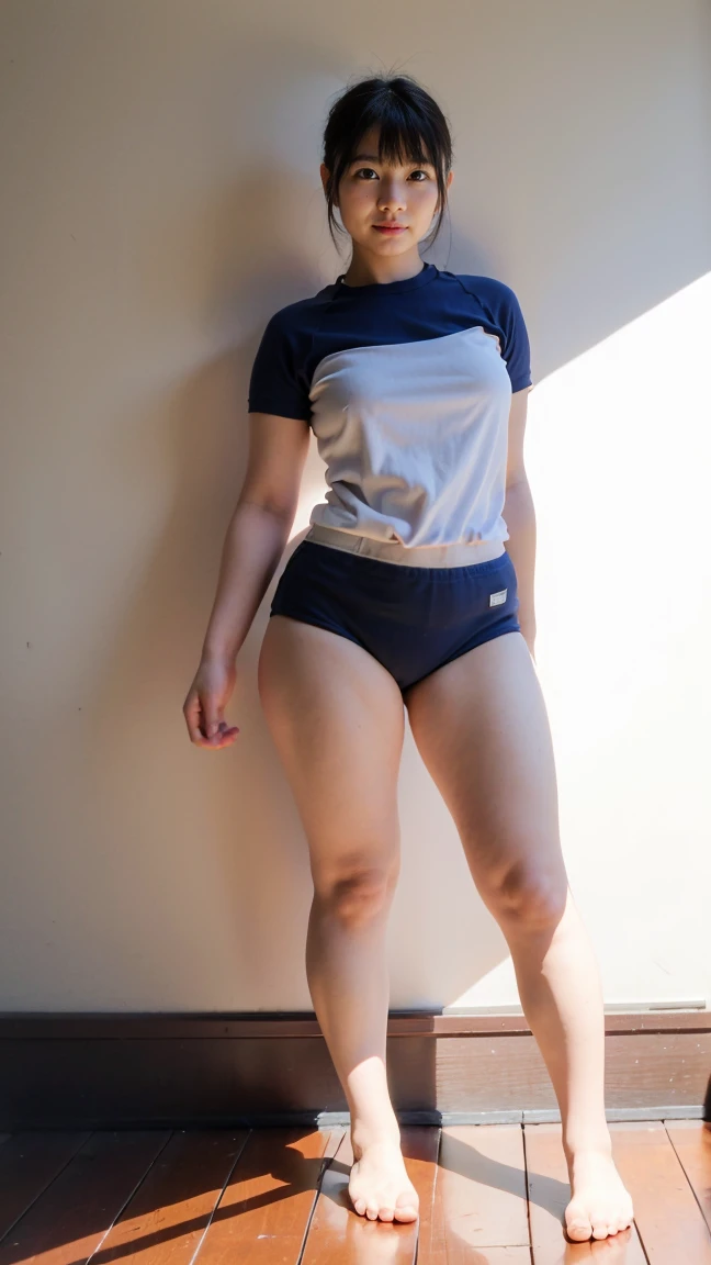 Chinese woman in gym uniform full body standing, best quality, masterpiece