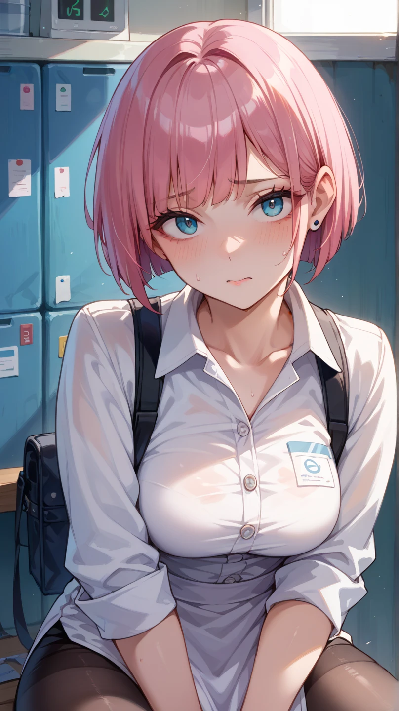 ichikanakano, <lora:ichikanakanotest:1>, ichika nakano, short hair, bangs, blue eyes, hair between eyes, pink hair,
BREAK skirt, shirt, school uniform, white shirt, short sleeves, pleated skirt, shoes, socks, collared shirt, black footwear, sweater, white socks, green skirt, loafers, clothes around waist,
BREAK indoors, classroom,
BREAK looking at viewer, BREAK <lora:GoodHands-vanilla:1>, (masterpiece:1.2), best quality, high resolution, unity 8k wallpaper, (illustration:0.8), (beautiful detailed eyes:1.6), extremely detailed face, perfect lighting, extremely detailed CG, (perfect hands, perfect anatomy),
