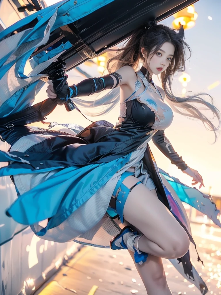 (realisitic,Photorealsitic:1.4),(1 beauty:1.3),(beautiful countenance:1.5),Detailed shiny skin,A detailed eye,Precise hands and fingers,8K HDR, , masterpiece, (Dynamic Angle Video),电影灯光, Finely drawn backgrounds,(The dim,dramatic lighting,No sunlight)Beautiful African,Teens Fashion,Blue mesh hair,耳Nipple Ring,Rio De Janeiro,tourist destination,lecture,charming waist,