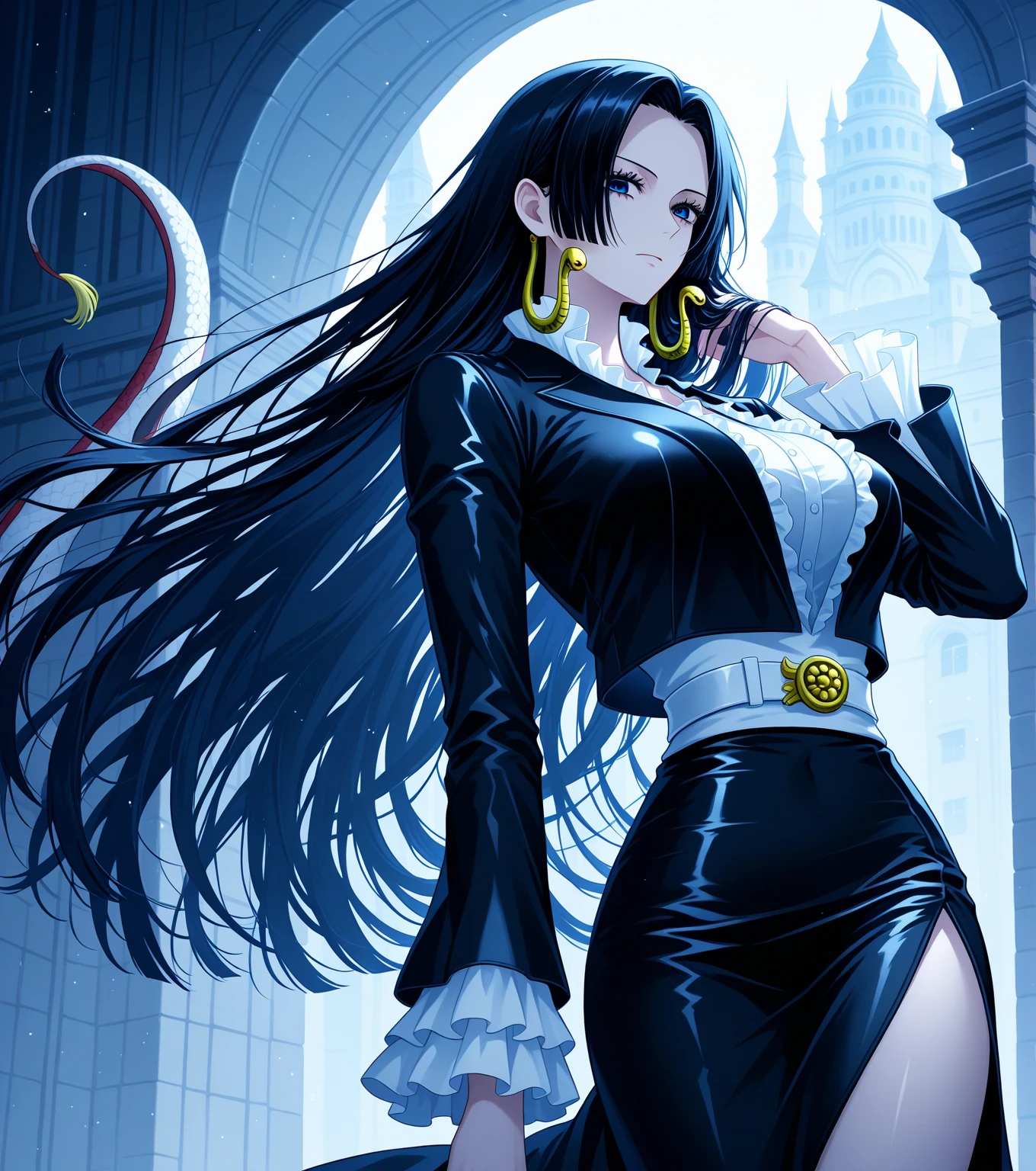 tmasterpiece,Line drawings,A painting of a woman with long hair and long hair,Perfect anime body,s the perfect face,Perfect facial features,angry look,long leges,huge tit,Whole body movement,8K comic wallpaper,Full body combat stance,Realistic light and shadows,beautiful line art,Powerful comic art,anime artsyle,painting art,comic artstyle,His caricature full-body portrait,Beautiful fanart,detail-rich,detailed manga style