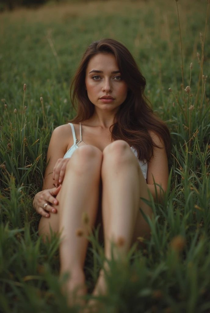 full body shot, full naked, medium breast, small stature, short height, pubic hair is dark, young turkish girl, sleeping on side at grass, eyes open, opened eyes, cute face, showing all body, full nude, At a park, look at viewer showing very pitiful face asking for forgiveness, natural skin textured, nude, naked, full body photos, beautiful trimmed hair, straight hair, shoulder length hair