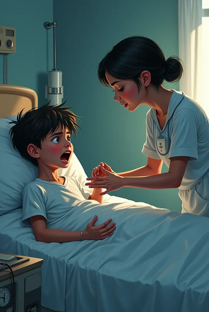 Nurse Maria comes over to change Juan&#39;s bandage., but he reacts with anger.]

John the Child: "Do not touch me! Leave me alone!"
create image with seed number 679779059

