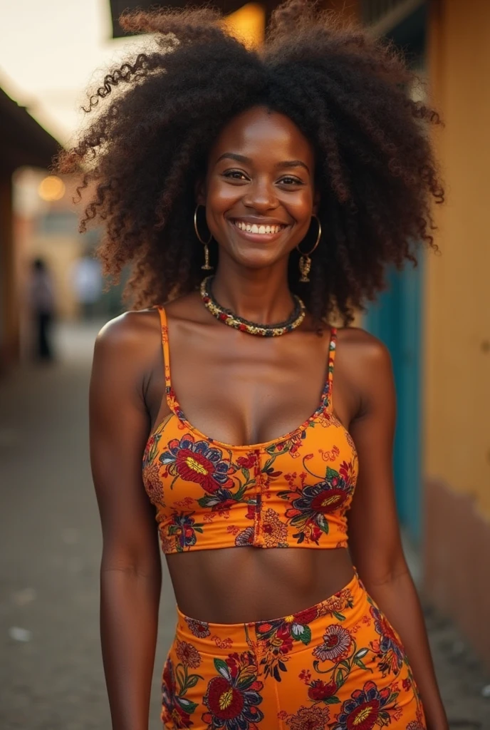 Jeune fille au nom de nia, de 36 ans , afro, d’origine cap verdienne et ethiopienne, sexy ,tres chaude, tres belle , cheveux cout tres crepus avec loxe , pule cole boxton avec decolté , aux yeux marons , avec des gros sains , gros cue , persigue au nez et ambrille, au sourire eclatant ,