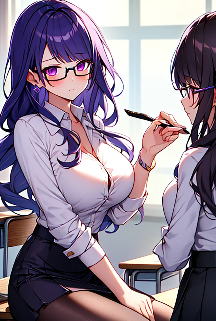 Girl,medium boobs,glasses,prostitute,dripping white liquid,classroom,teacher,biting pen,more liquid,open leg,milf,lying,30 yearest quality,4k,8k,highres,masterpiece:1.2),ultra-detailed,(realistic,photorealistic,photo-realistic:1.37),HDR,UHD,studio lighting,ultra-fine painting,sharp focus,physically-based rendering,extreme detail description,professional,vivid colors,bokeh,portraits,landscape,horror,anime,sci-fi,photography,concept artists,blue-pink color tone,soft lighting