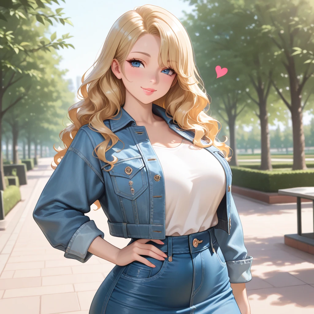 Highest quality、Ultra HD、One Woman、(blonde long hair 1.3)、(1 open-necked black shirt.3)、(Jeans 1.3)、(Black Heels 1.1)、((Shoot a gun 1.2))、(Silver necklace)、(Large Breasts)、(Beautiful face with sharp eyes 1.2)、(tall)、Red bracelet on left wrist、(Cleavage 1.1)、40-year-old woman、Slender body、(Daytime city background 1.2)、((Clear and beautiful touch))