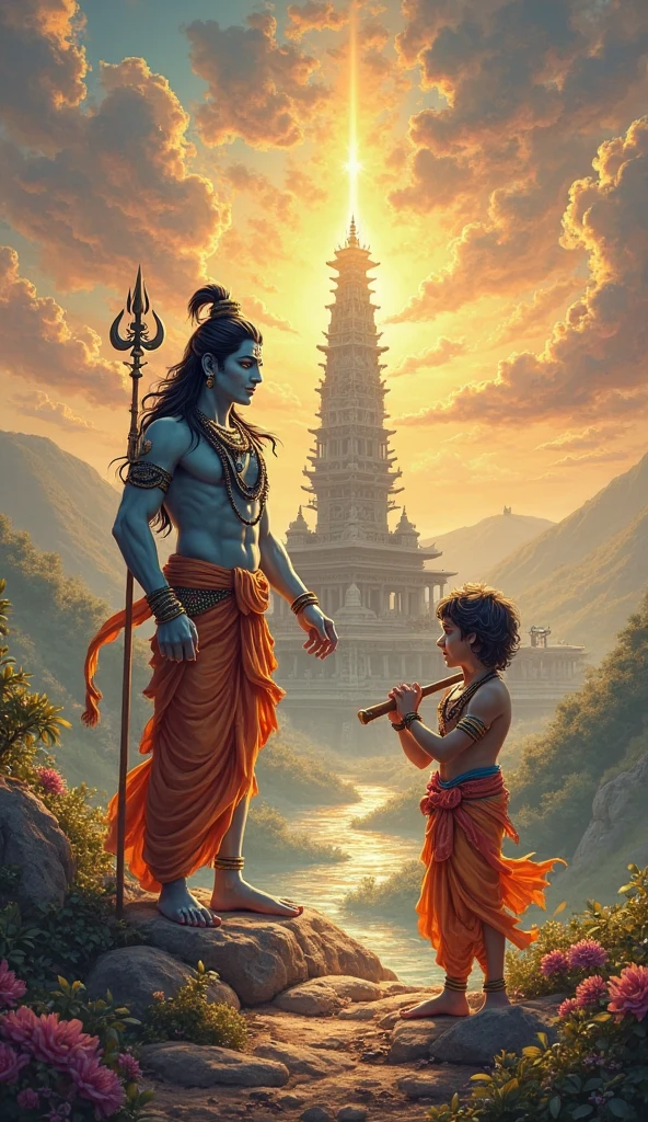 Ganesha throwing smoke on lord shiva