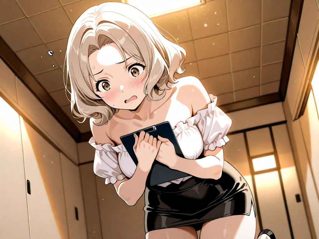 、(masterpiece、Highest quality)、Highest quality, Ultra-high resolution, (((masterpiece))), alone, Sweat、Big eyes, Composition from the front、Shortcuts、Embarrassed face、Blonde Hair、Cut your hair short、School classroom、Sailor suit、skirt、short hair、Browsing Caution、Upper body naked、Breasts exposed、Nipples、Large areola、Sitting in a chair without a backrest、Internal Medicine Examination、Woman showing her body、belly button、真Composition from the front、School Insurance Office、curtain、cubicle、window、door、Fluorescent lamp