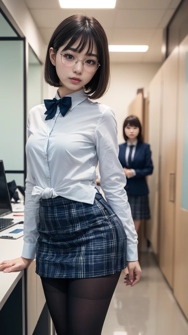 masutepiece, Best Quality, bob cuts、Five girls in the classroom,(5 people standing:1.2),Standing,20s, Looking at Viewer,l Group shot, harems,nffsw,Underwear,(pantiy),Realistic,OL pose,(Gray suit and pink shirt) ,(Gray tight skirt),(Looking back, ass grab:0.9),(Beautiful eyes:1.3),frombelow,From below,Kinney,(skinny:1.2) ,thick-eyed thighs, Long body, novel illustration,(Smelly eyes:0.5),closed curtains,(shirts lift,lifted by self:1.5) ,Dark Persona.Skirt lift front,(Panties:1.3),