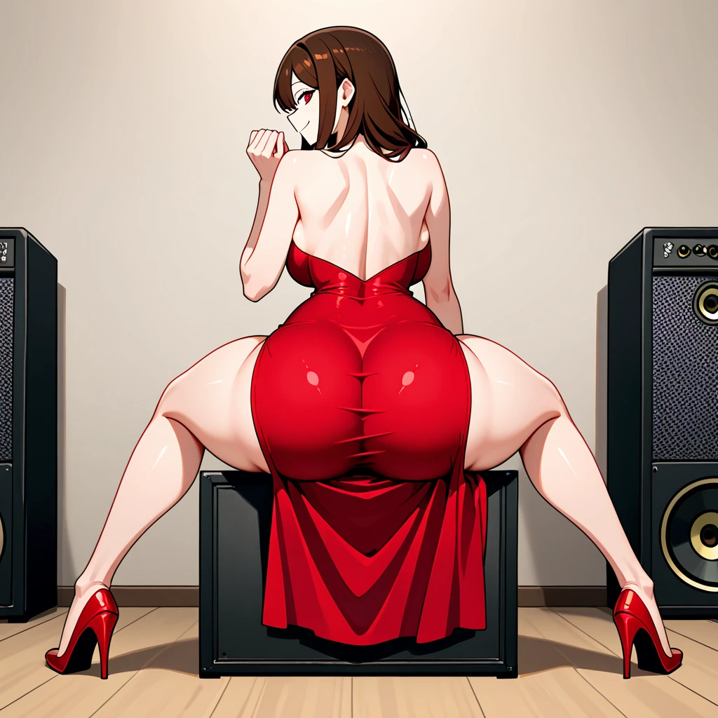 a beautiful girl in a short red dress, detailed cleavage, black lace stockings, small nipple, sitting pose in a salon with legs spread, masturbating, (best quality,8k,highly detailed,photorealistic:1.37),(masterpiece:1.2),realistic,extremely detailed,hyper detailed face and body,vivid colors,cinematic lighting