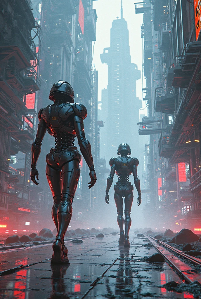 black metal futuristic aqueducts, detailed metallic structures, vibrant lights, high-res artwork, sci-fi vibe, sharp focus, HDR lighting