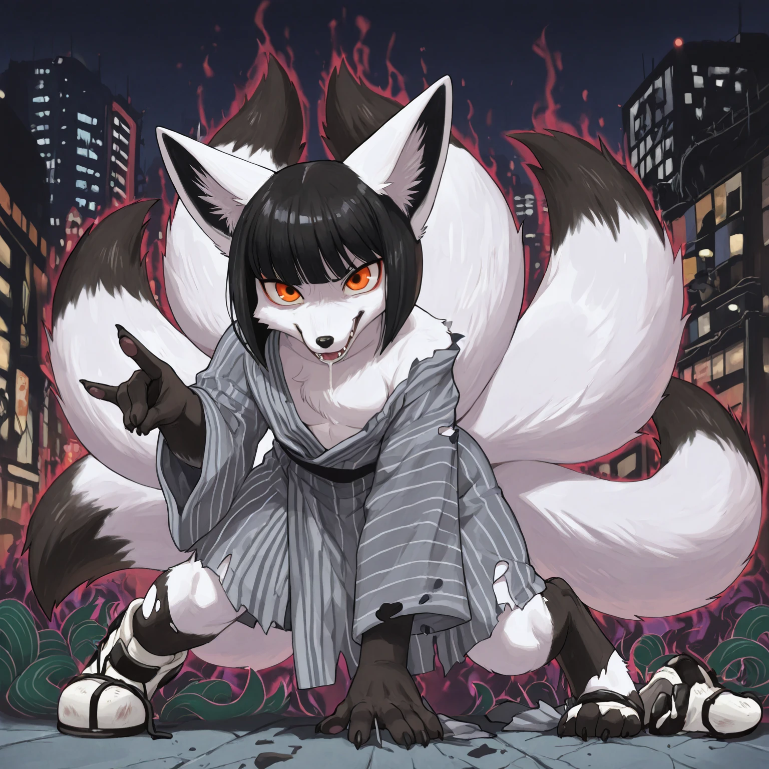 hightquality, High Detail, ((unparalleled masterpiece ever, 最hightquality, erfect artwork)), highly contrast,flat-colors,White hoodie,Orange eyes,Looking here, woman,Bare legged,Black shorthair