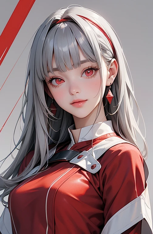 Cute Woman、red_background、big_breasts、Detailed_skin、Detailed_Eye、Detailed_hair、nurse_custom、An illustration、アニメ、POP、vivid