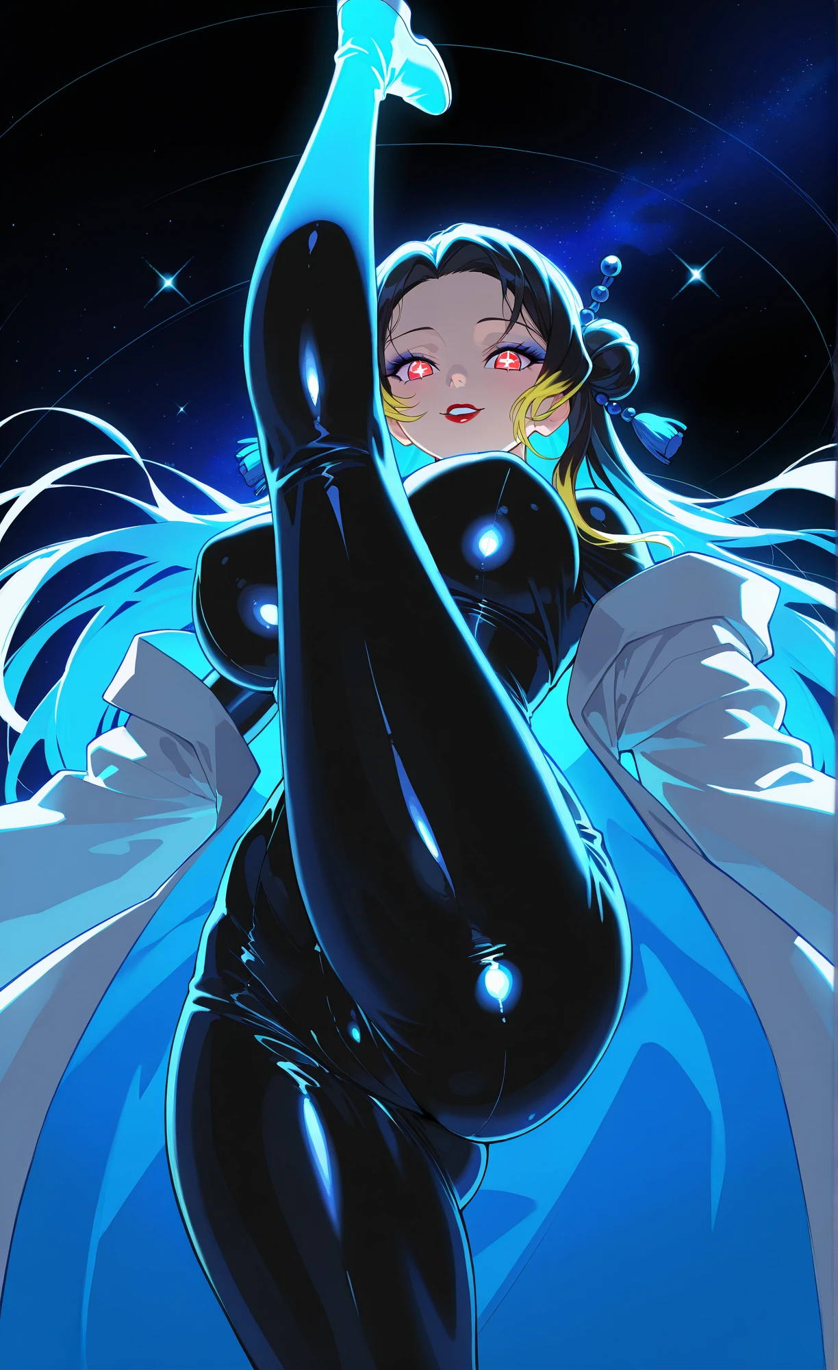 Put your arms behind your back, ((腕をTied up, Suppressed, (((rope))), Tied up)), Sleepy face, highest quality,masterpiece,Ultra-high resolution, Very detailed, 8k,(Beautiful woman),one person,40 years old, ((Sailor Mercury)), ((Blue sailor collar, Very tight and shiny uniform, Long white latex gloves,Beautiful female hand in white latex gloves,Shiny blue latex knee-high boots, Stiletto heels,Blue choker、Blue gloves on elbows, Shiny blue skirt, Gold tiara on forehead,Earrings,Luxury gold jewelry)), (Facial details, Bright Blue Eyes, Beautiful Face, Beautiful Eyes, Shining Eyes, Thin lips, Thin, sharp, pale eyebrows, Long, black eyelashes, Long and thick lower eyelashes, double eyelid, Fluffy blue hair), skinny, Large Breasts, Perfect Proportions, Narrow waist, Visible pores, Beautiful shiny dark blue hair, Perfect hands, High gloss holographic leather for a snug fit,Octane Rendering